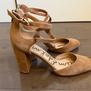 Sam Edelman Tan Suede Strappy Block Heels